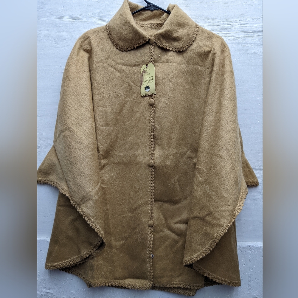 new alpaca camargo shawl with button closure made in peru.